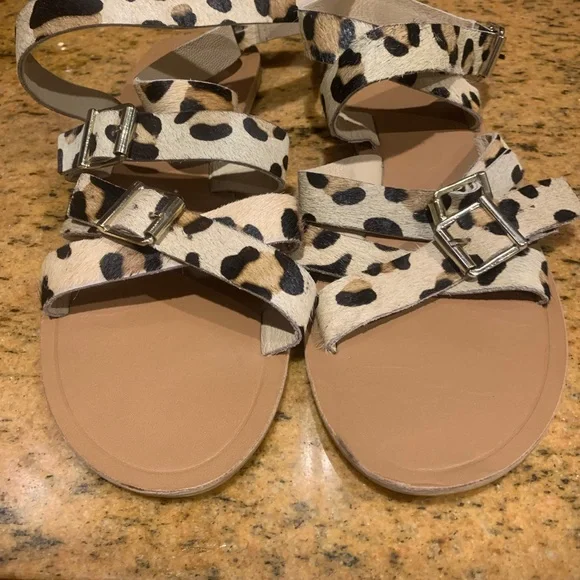 ASOS CALF HAIR ANKLE WRAP SANDALS - Picture 2 of 8